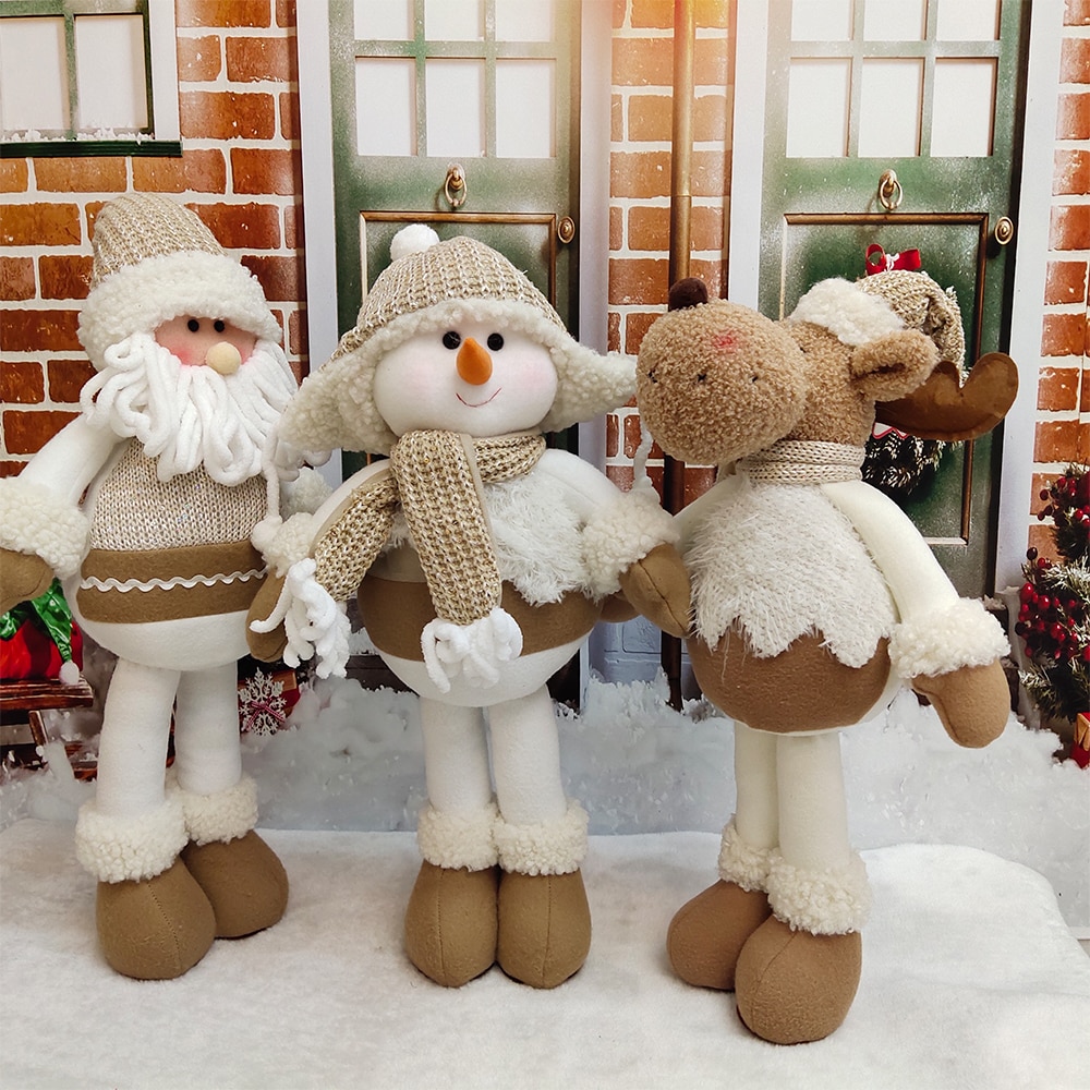 Noël en peluche ornements rétractable poupée Santa/bonhomme de neige/renne  debout ornements de noël avec jambes télescopiques enfants enfants jouet -  Fête/Noël - ventelh