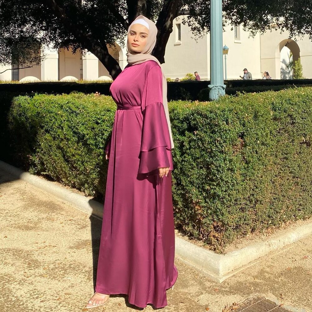  Abaya  robe d t  en Satin doux pour femmes tenue de 