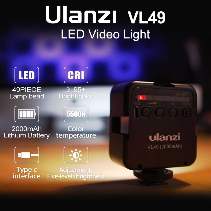 Ulanzi-Mini-lampe-de-bureau-vid-o-VL49-6W-2000mAh-5500K-Zoom-clairage-photographique-lumi-re