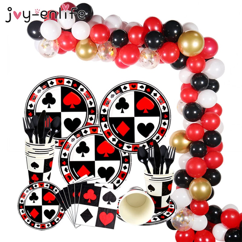 Cartes De Jeu Casino Jetables Vaisselle Jetables Tasses En Papier Assiettes Serviettes Decoration De Fete D Anniversaire Theme De Poker Pour Adultes Fournitures De Fete Fete Noel Ventelh