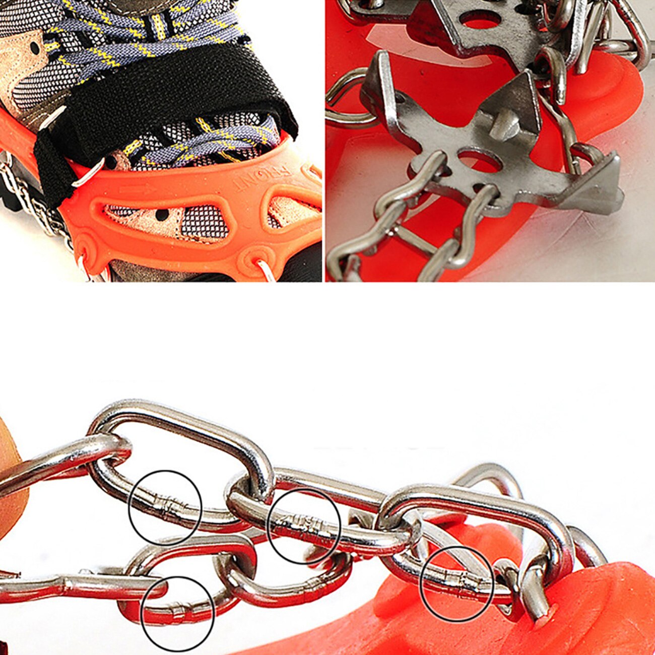 Pince à glace en acier Spike 18 dents pour chaussures Antidérapant Escalade Crampons  Crampons Crampons Chaîne Griffes Poignées Bottes Couverture Crampons