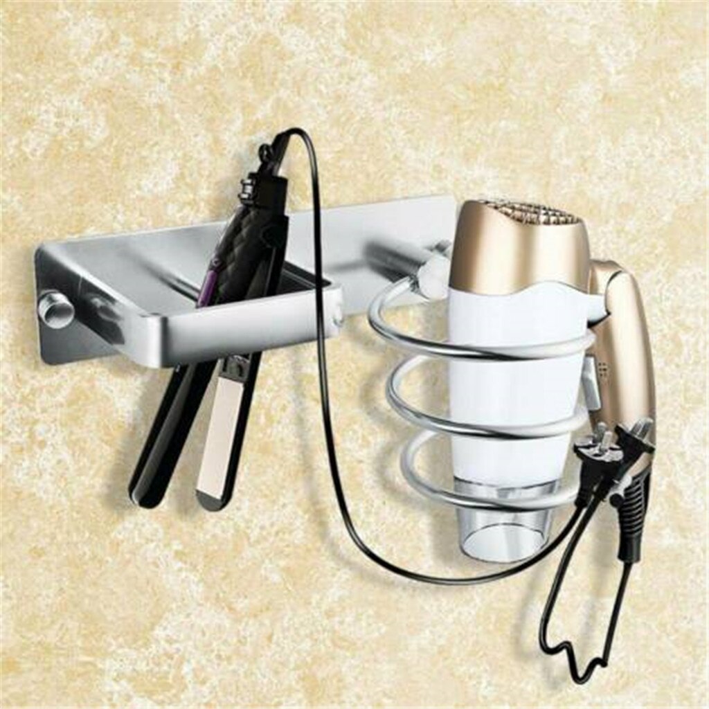 Porte S Che Cheveux Mural En M Tal Argent Support De Rangement Pour Redresseurs De Cheveux