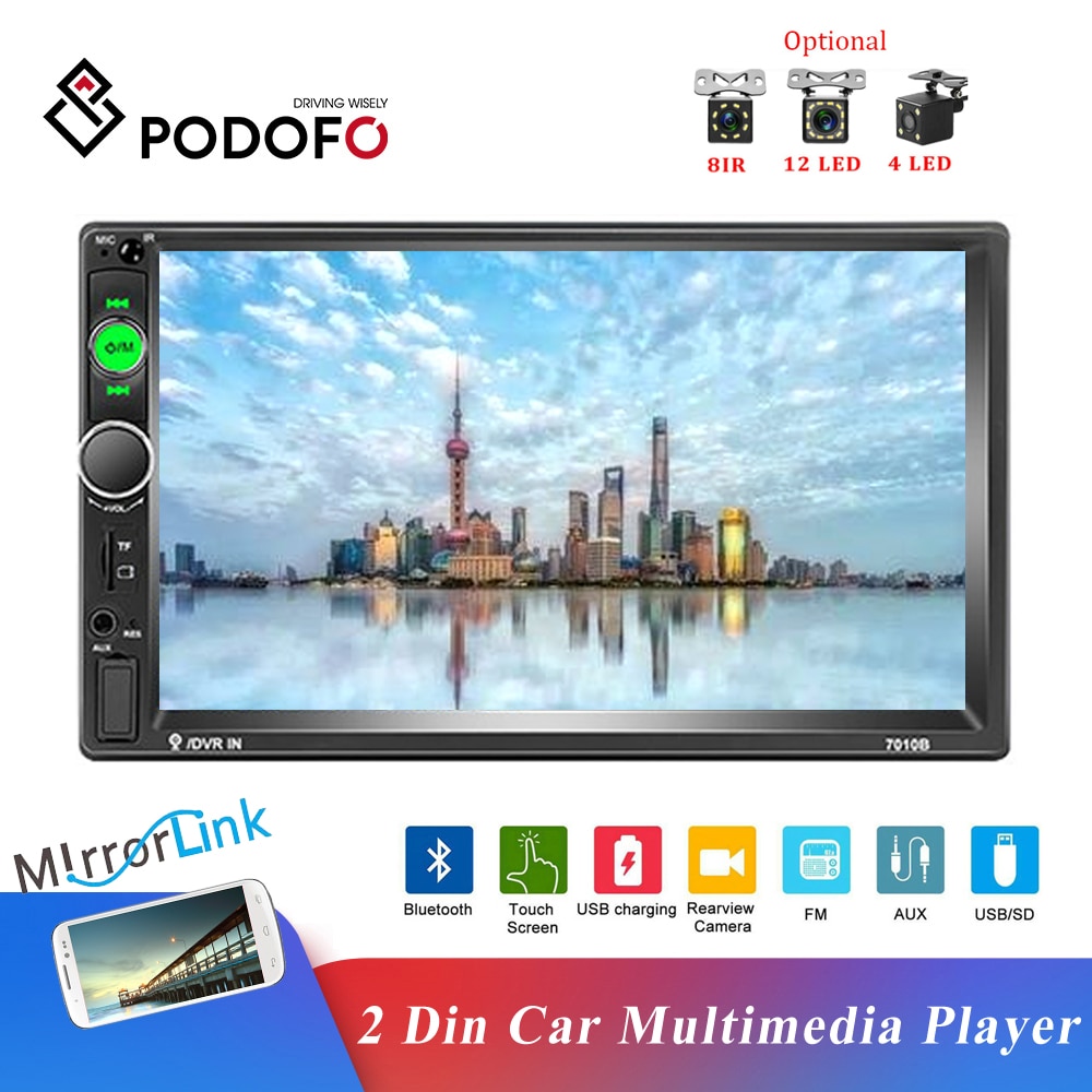 Podofo Autoradio Avec Cran Tactile Hd De Pouces Bluetooth Lecteur Multim Dia R Cepteur