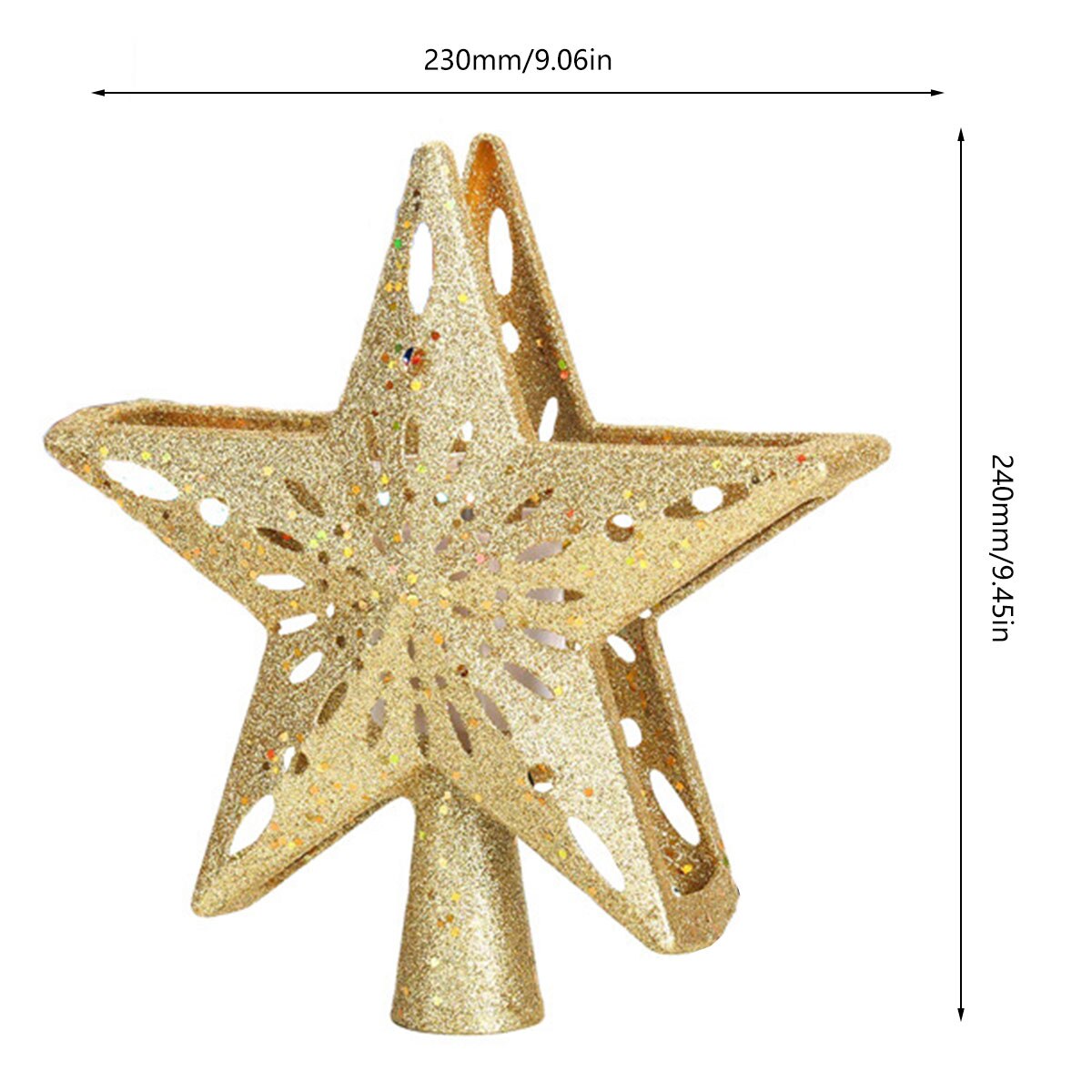 Décoration d'arbre de noël à paillettes, étoile éclairée, avec