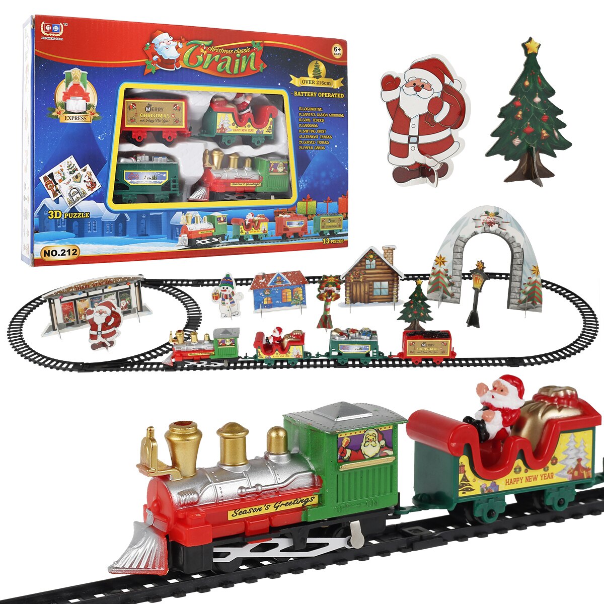 Sizkii Kit de train classique de Noël - Cadeau de Noël - Jouet de train  électrique rétro pour garçons et filles - Comprend 4 voitures et 8 pistes