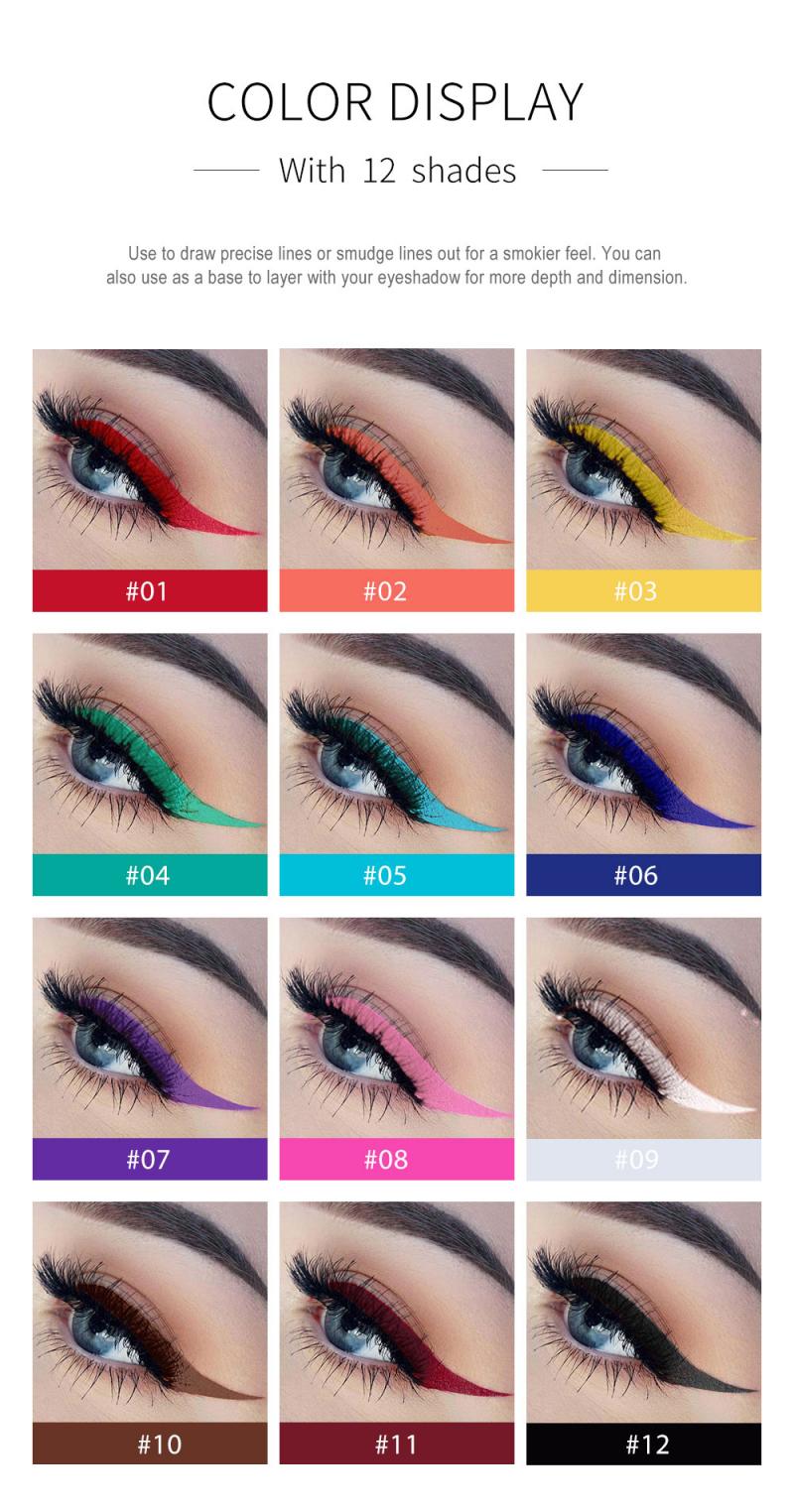 Elecool 12 Couleur Eyeliner Liquide Yeux Cosmétiques Imperméable à Leau Longue Durée Sexy 