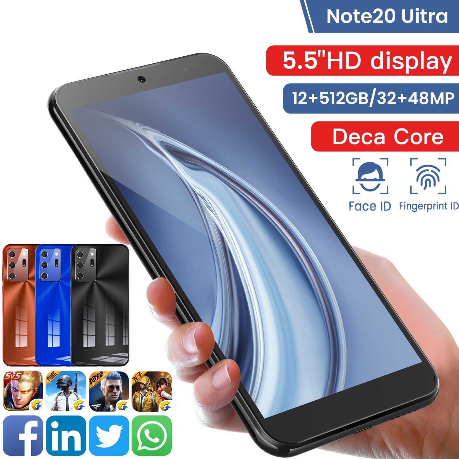 Smartphone-4G-5G-Android-11-t-l-phone-portable-cran-de-5-5-pouces-RAM-de