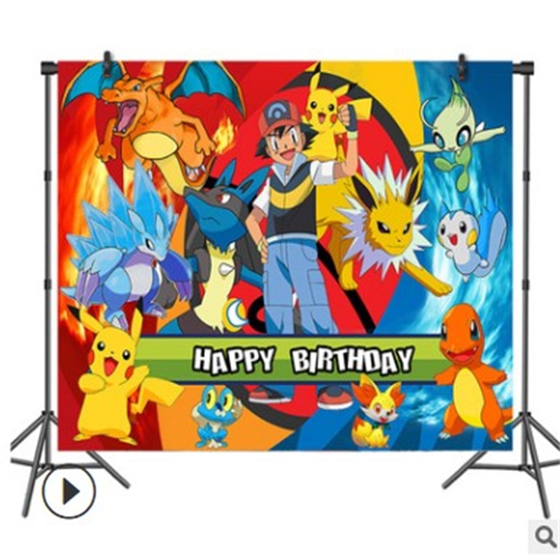 Arrière plan en tissu de fête Pokemon décoration de salle fêtes d