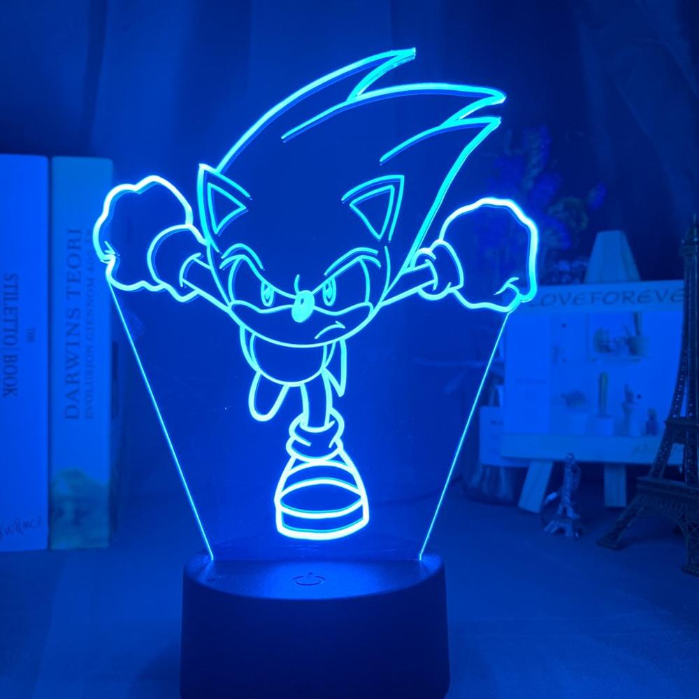 Sonic Le Hérisson Figurine Nouveauté 3d Veilleuse Sonic Illusion