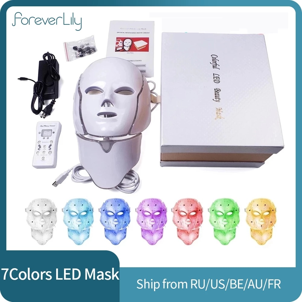 Foreverlily Masque Facial Led Couleurs Th Rapie Photonique Cor Enne Pour Le Cou