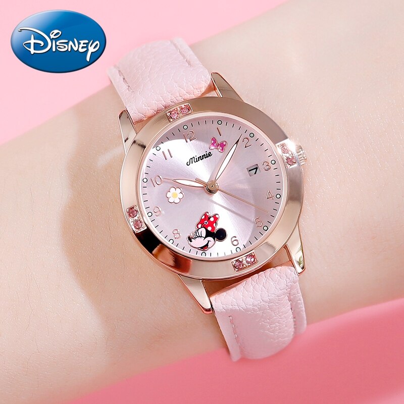 Montres à Quartz Minnie Mouse pour filles, calendrier de luxe en