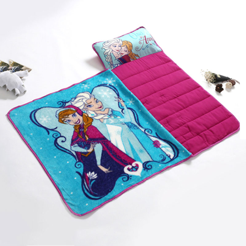 Disney Bleu Congele Elsa Anna Portable Tapis De Sieste Roule Avec Couverture Et Oreiller Pour Enfant En Bas Age Bebe Filles Couverture De Voyage Linge De Maison Ventelh