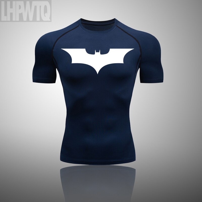 2020-Batman-hommes-T-shirt-serr-Compression-Stretch-Sport-T-Shirt-Lycra-serr-course-manches-courtes
