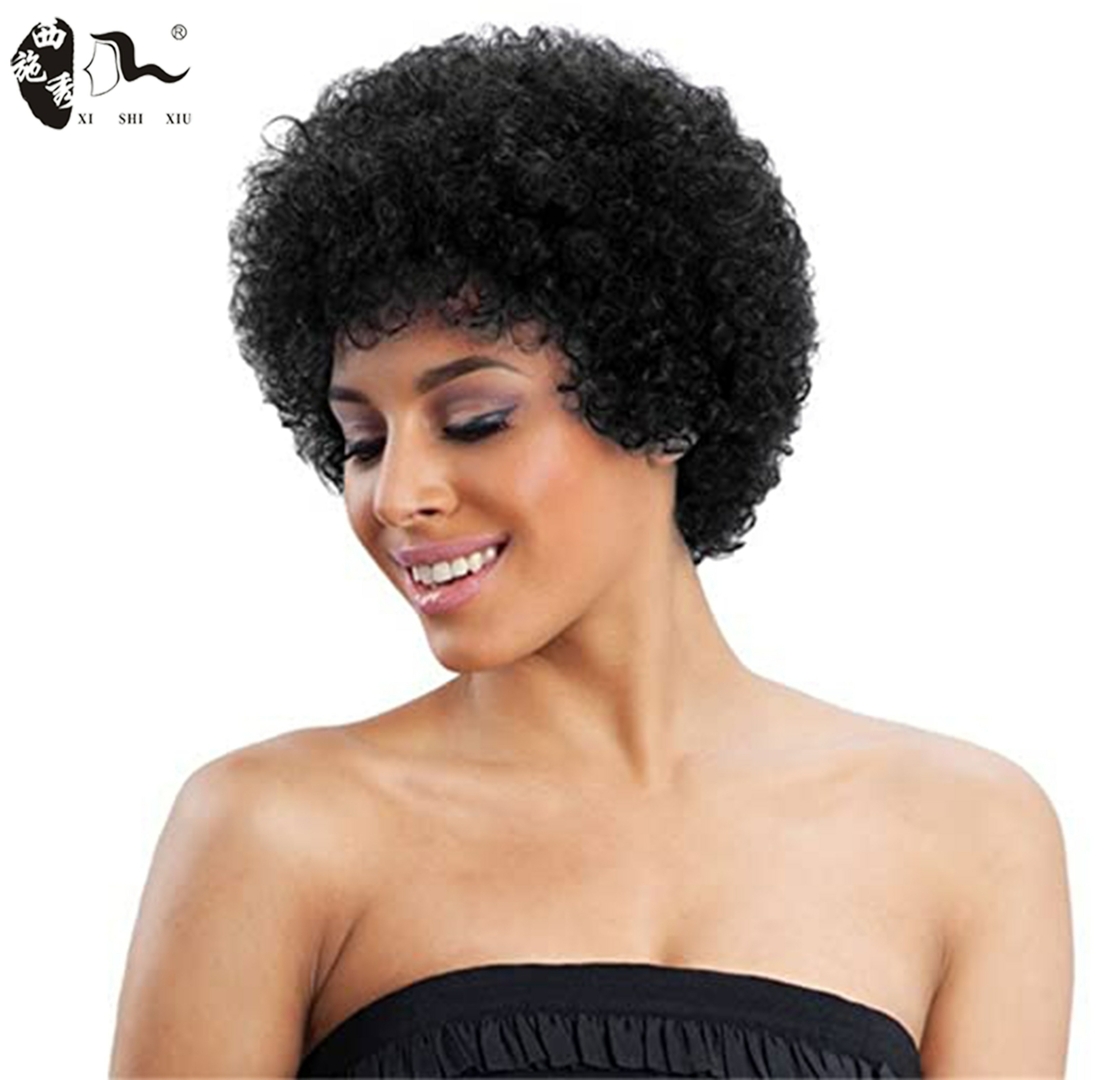 Perruques Afro Courtes Et Bouclées En Fibres Synthétiques Pour Femmes Noires Aspect Naturel 8153