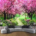 Papier-peint-romantique-avec-fleurs-De-cerisier-d-coration-murale-3D-personnalis-e-pour-salon