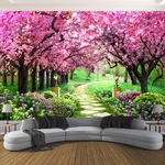 Papier-peint-romantique-avec-fleurs-De-cerisier-d-coration-murale-3D-personnalis-e-pour-salon