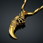 Collier-pendentif-t-te-de-Dragon-en-acier-inoxydable-livraison-directe-amulettes-en-dents-de-loup