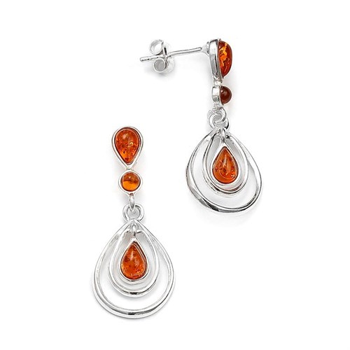 Boucles d'oreilles ambre et argent