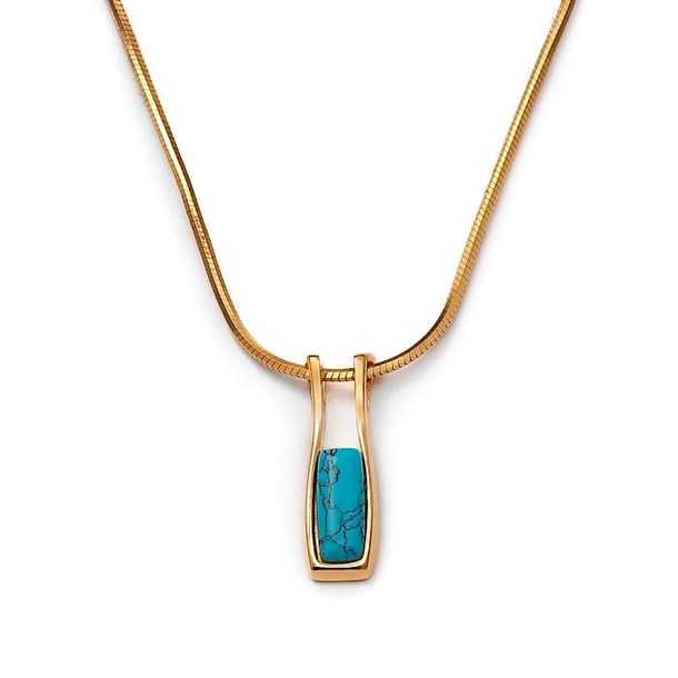 Collier doré pierre turquoise reconstituée