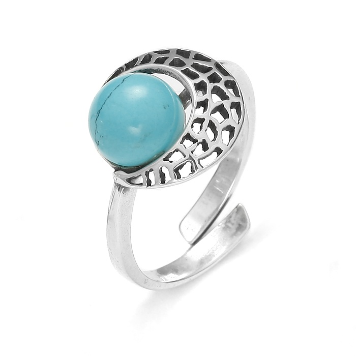 Bague Lune argent 925 et turquoise