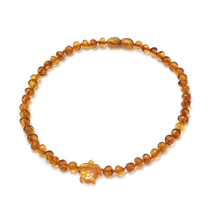 Collier en Ambre cognac - 34cm - Tortue