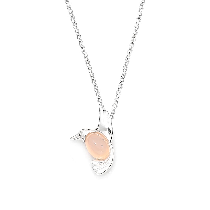 Collier colibri - Quartz Rose