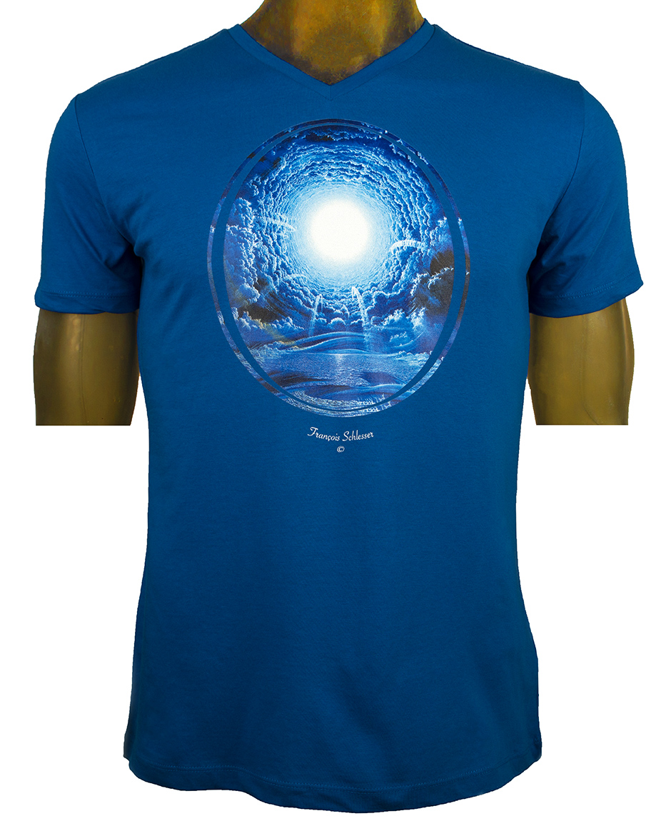 La fontaine d'eau vive-T-shirt entier-homme-Nature Céleste-Francois Schlesser-Bleu