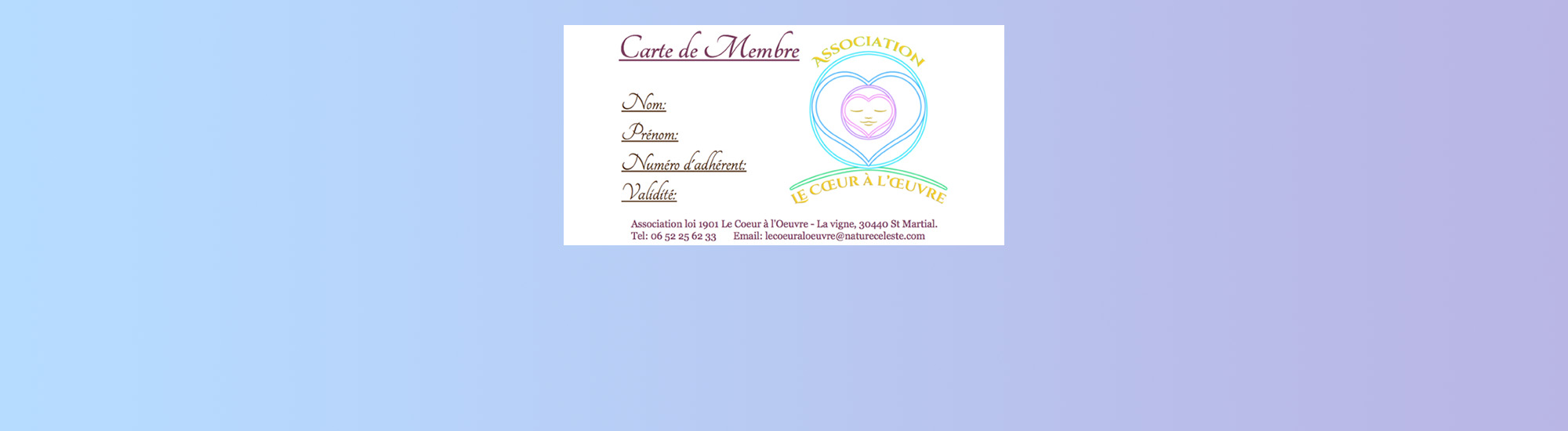 carte de membre bandeau