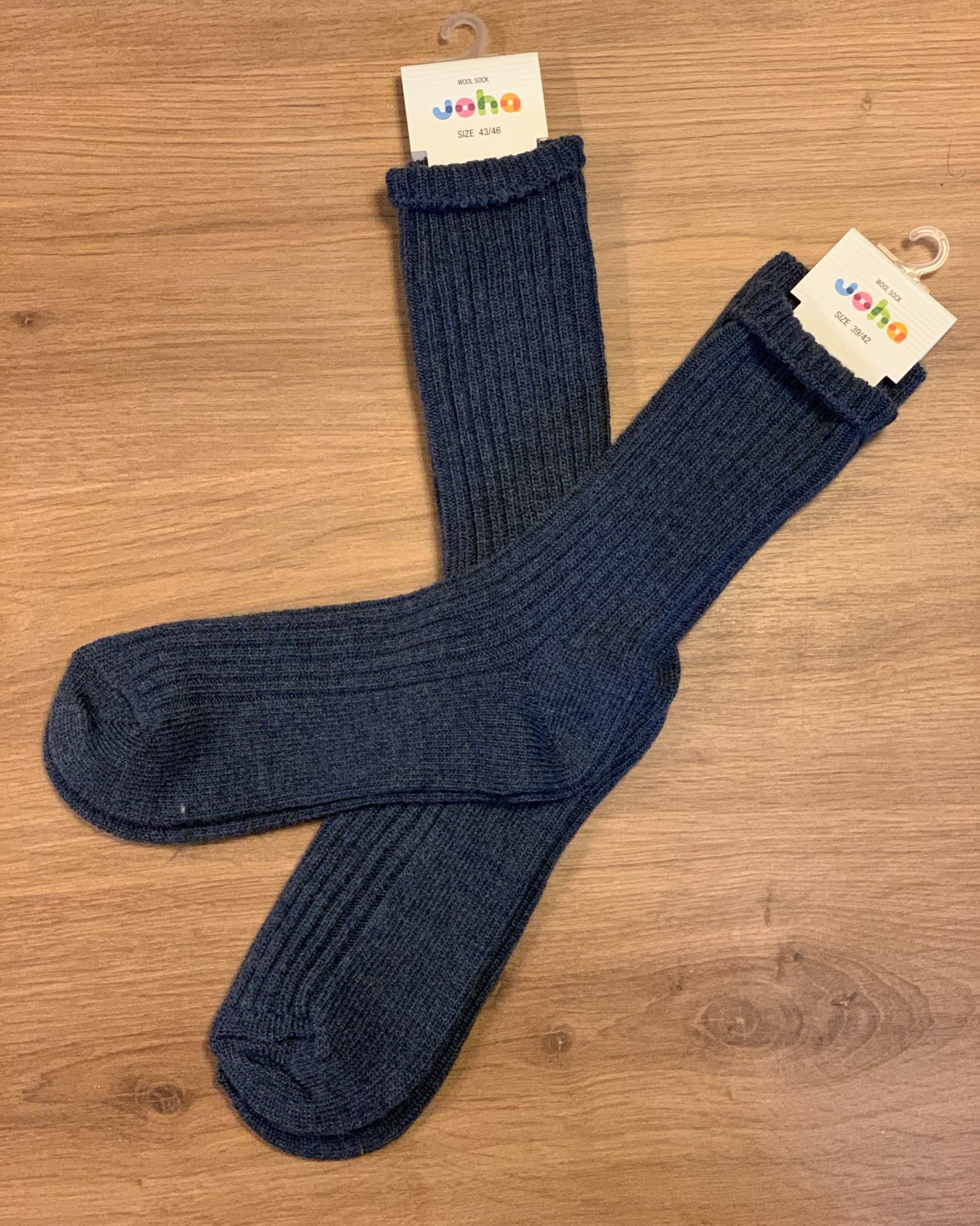 JOHA chaussettes laine adultes bleu denim