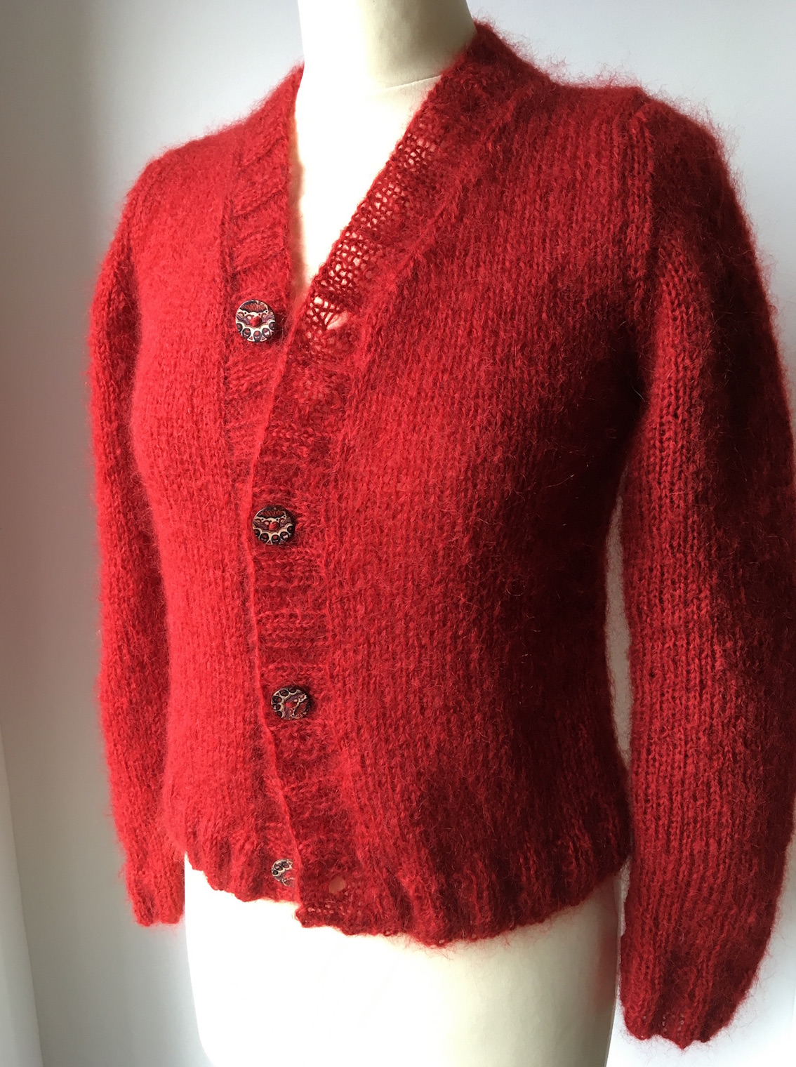 gilet rouge femme mohair