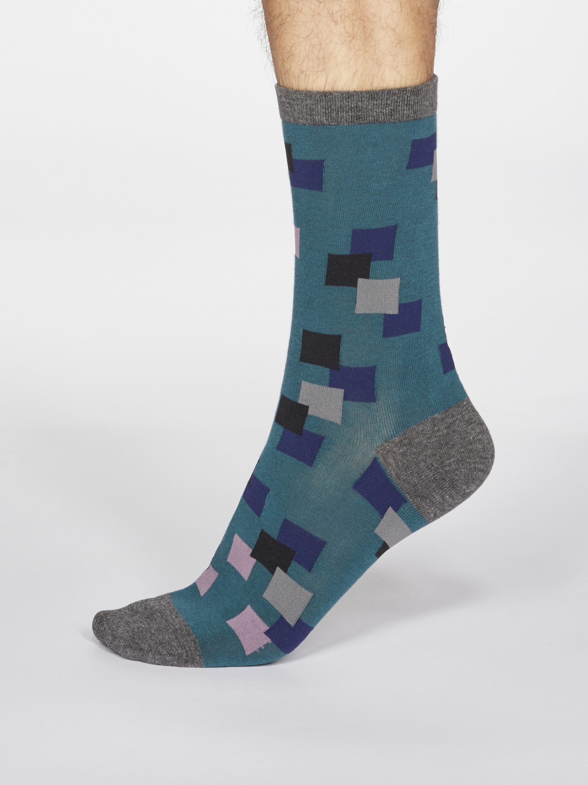 SPM609-TEAL-GREEN--Evan-Square-Print-Organic-Cotton-Socks-in-Teal-Green-1S