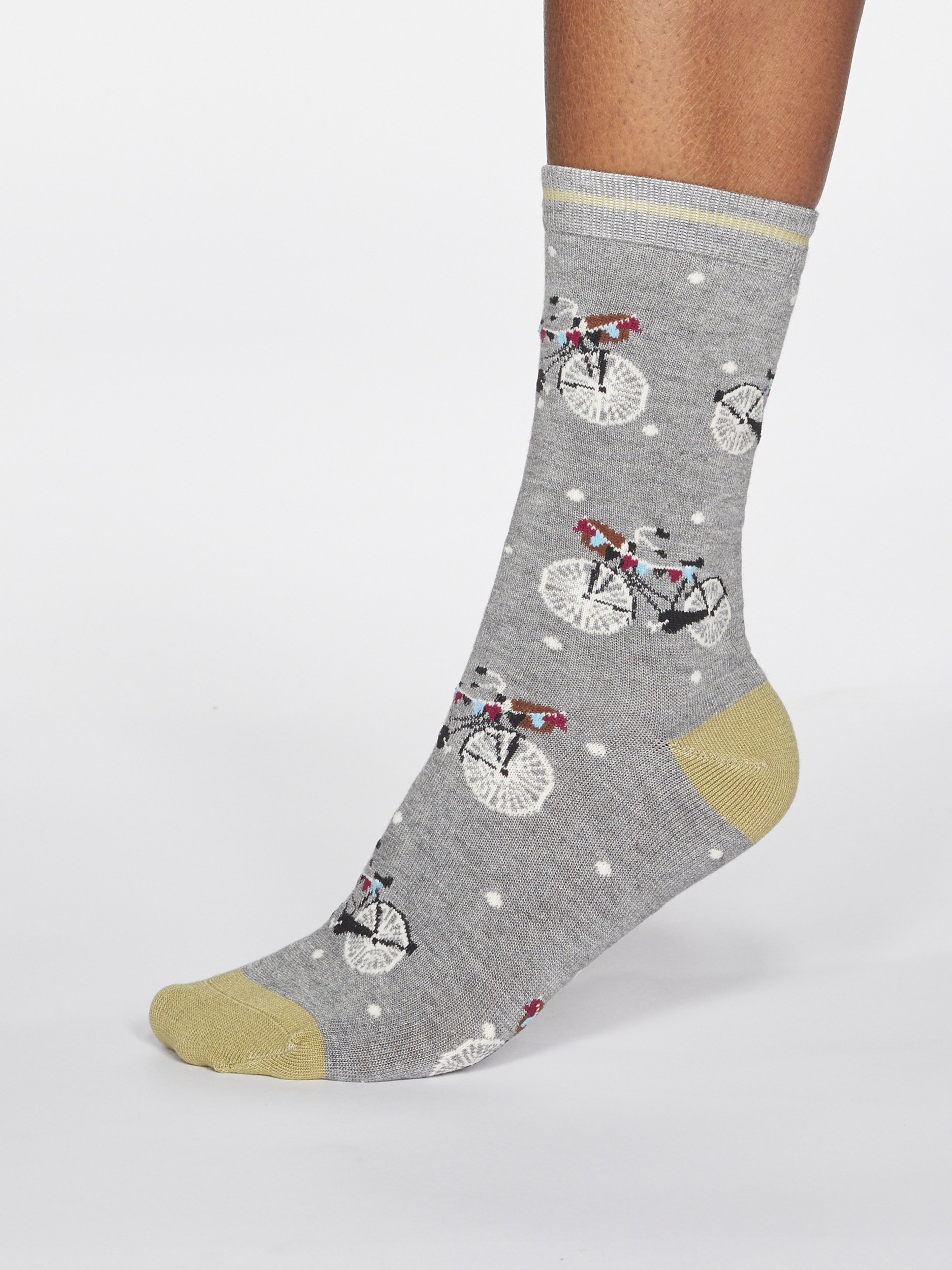 SPW594-GREY-MARLE--Gladys-Spotty-Bicycle-Bamboo-Organic-Cotton-Blend-Socks-in-Grey-Marle-1