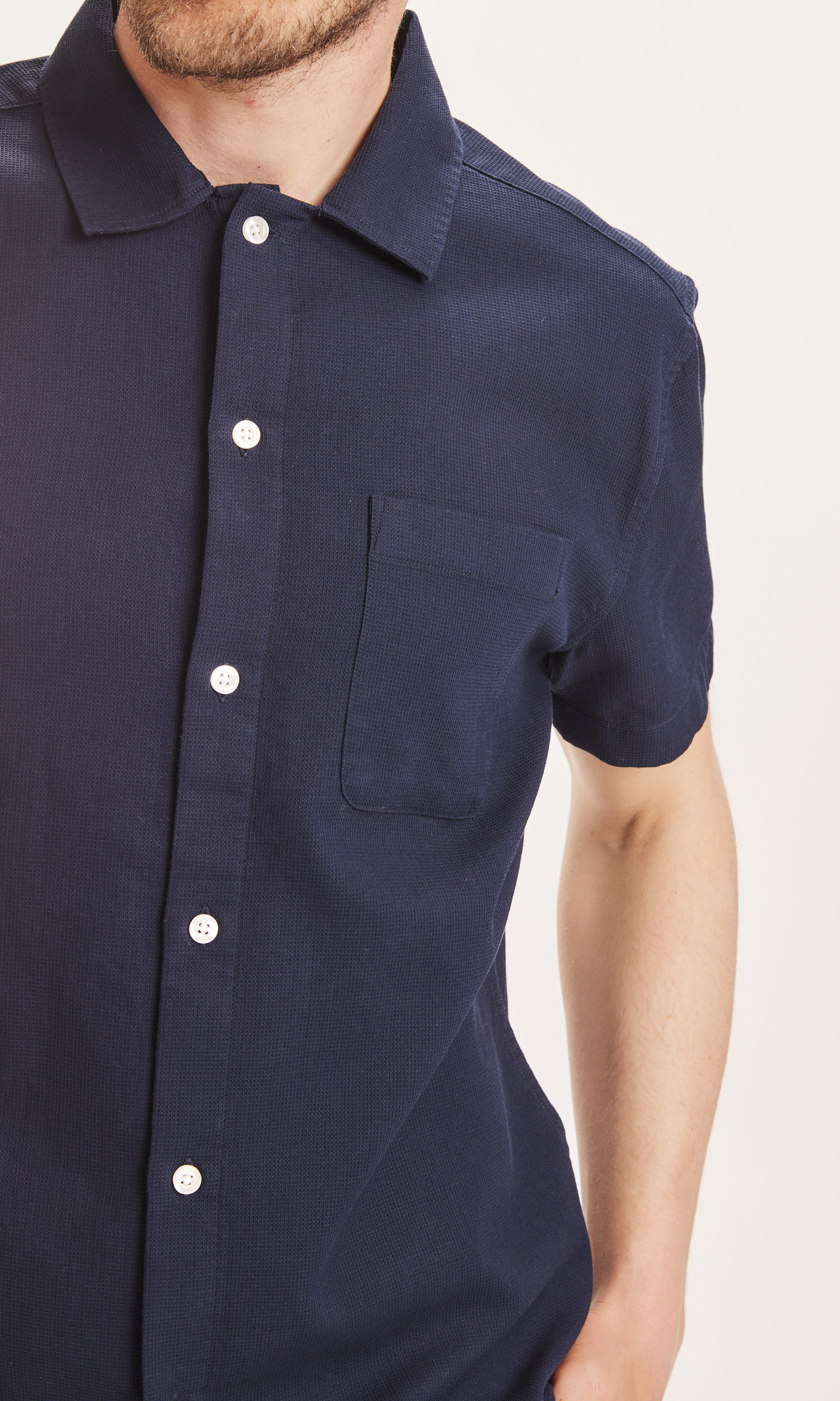 Chemise Waffle bleu marine Knowledge Cotton Apparel 04