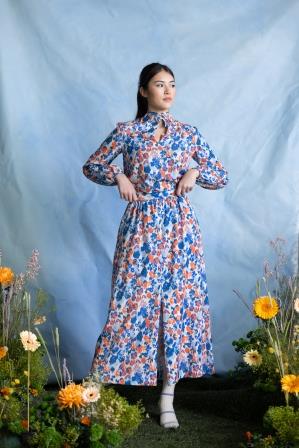 Sol blouse Color print tencel