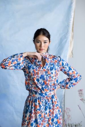 Sol blouse skirt Color print tencel2