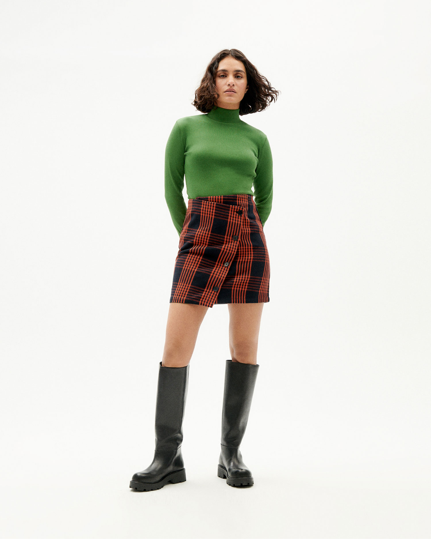 Jupe Mila - coton biologique -vert - Thinking Mu 02