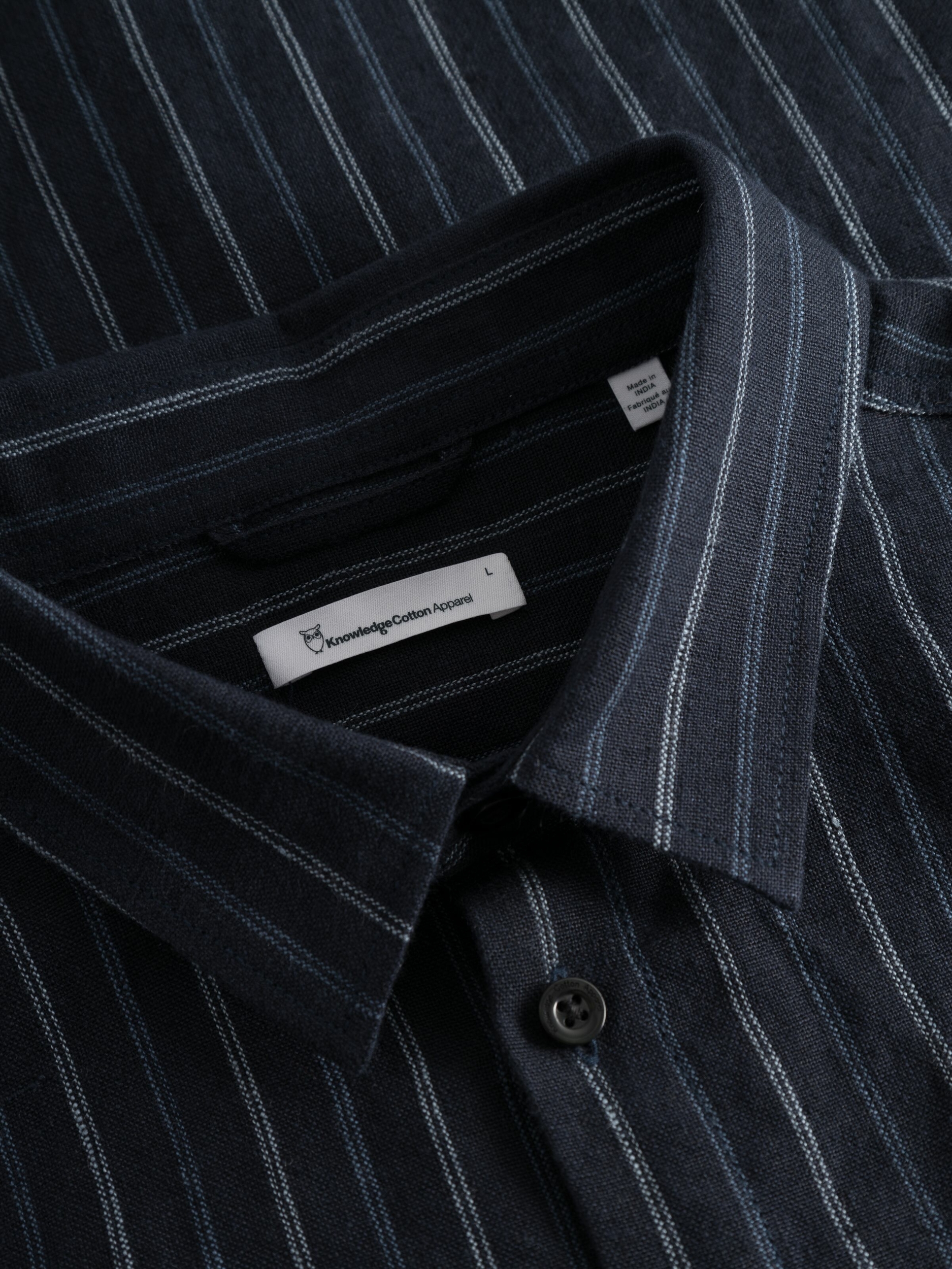 1090004 - Striped linen custom fit shirt - GOTS-Vegan - 8003 Stripe - navy - Extra 5
