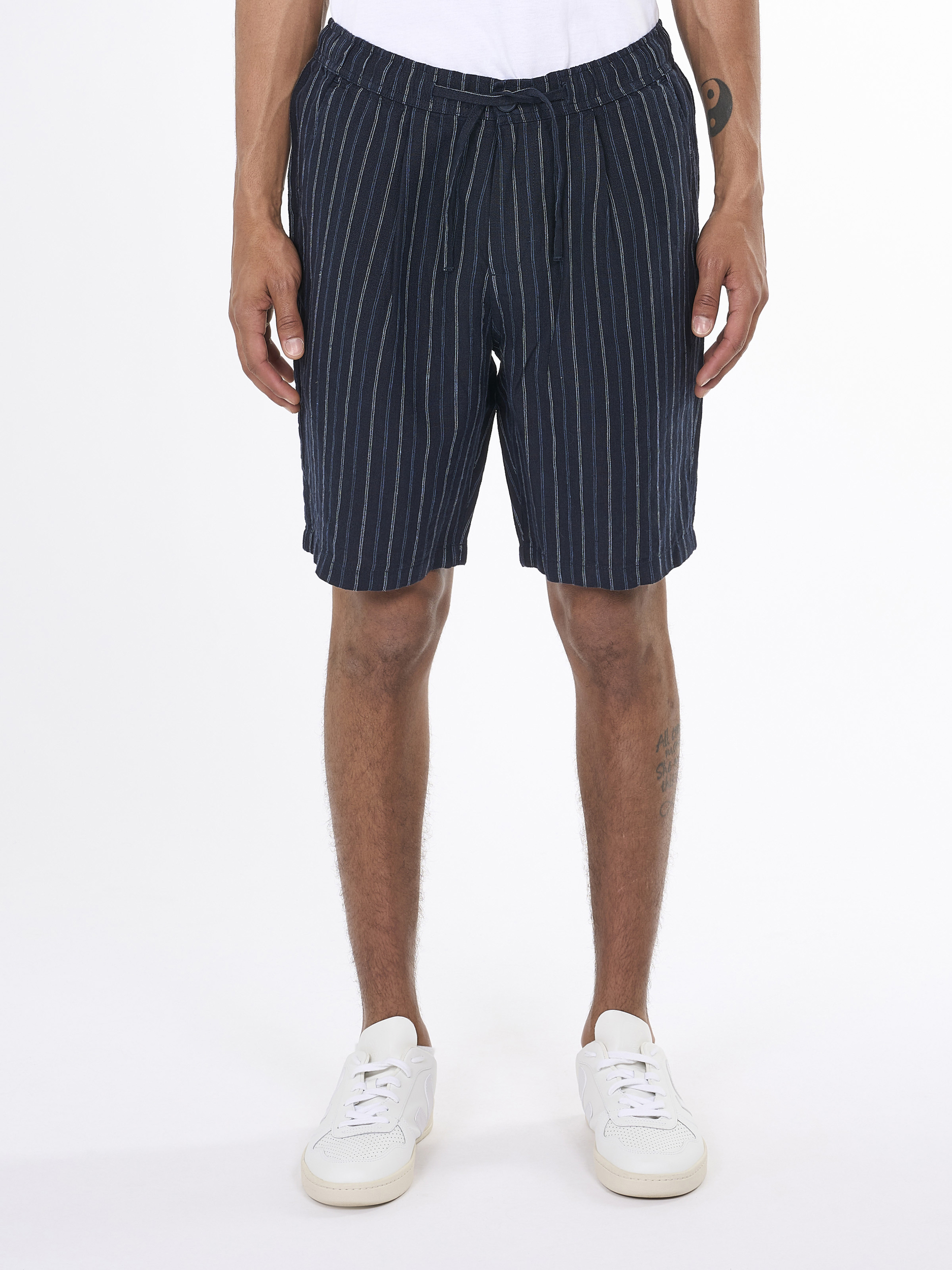 1050002 - Loose striped shorts - GOTS-Vegan - 8003 Stripe - navy - Extra 0