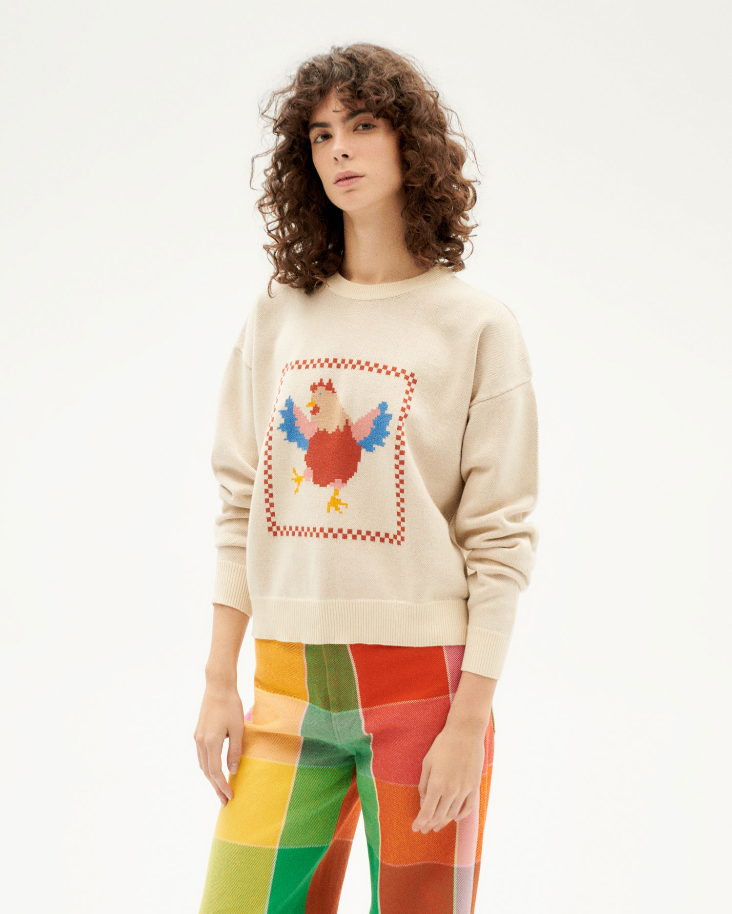 Pull Paloma Gallina - beige - coton biologique - Thinking Mu 01