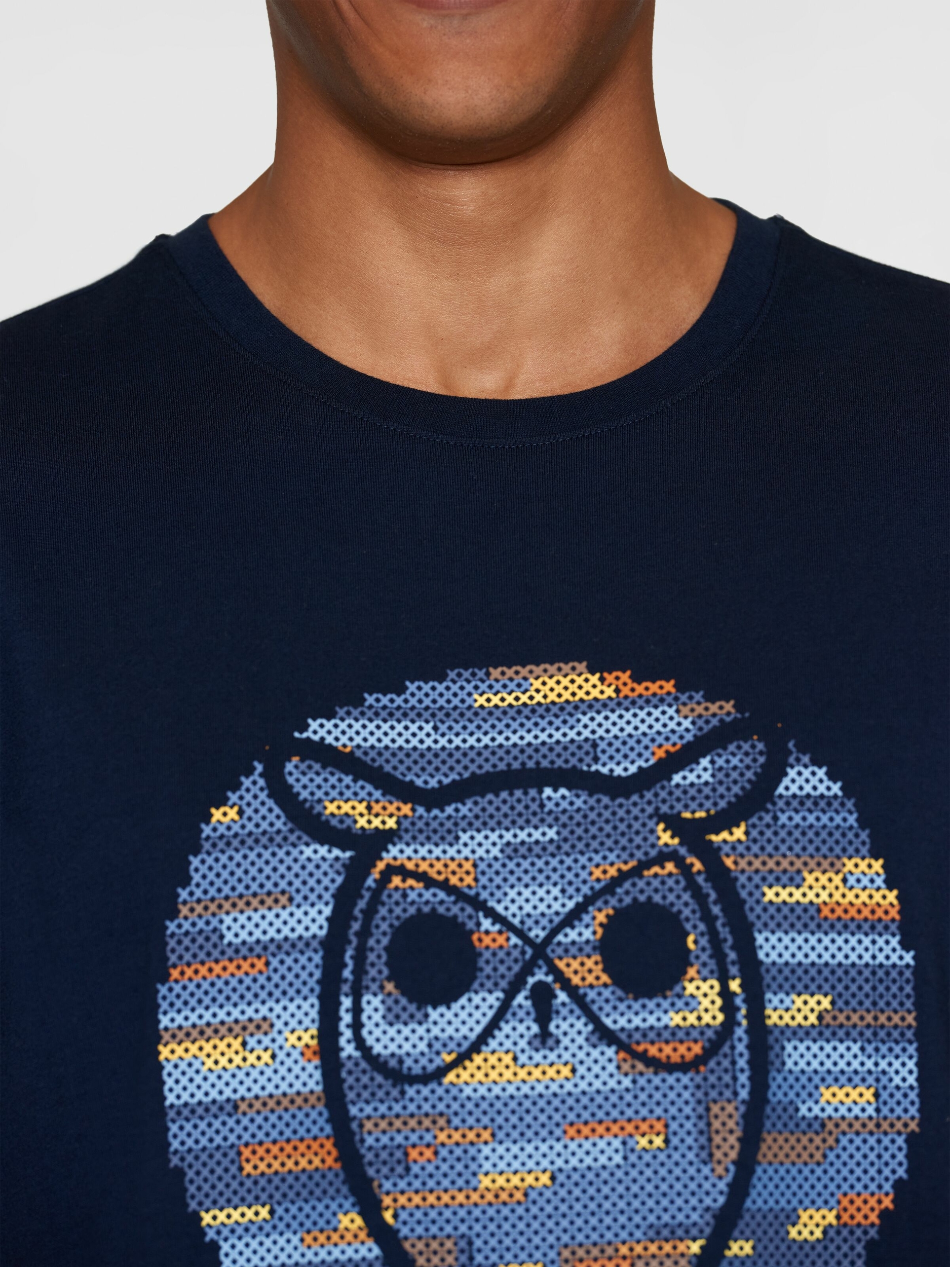 T-shirt Hibou cross stitch - bleu marine - coton biologique - Knowledge Cotton Apparel 04