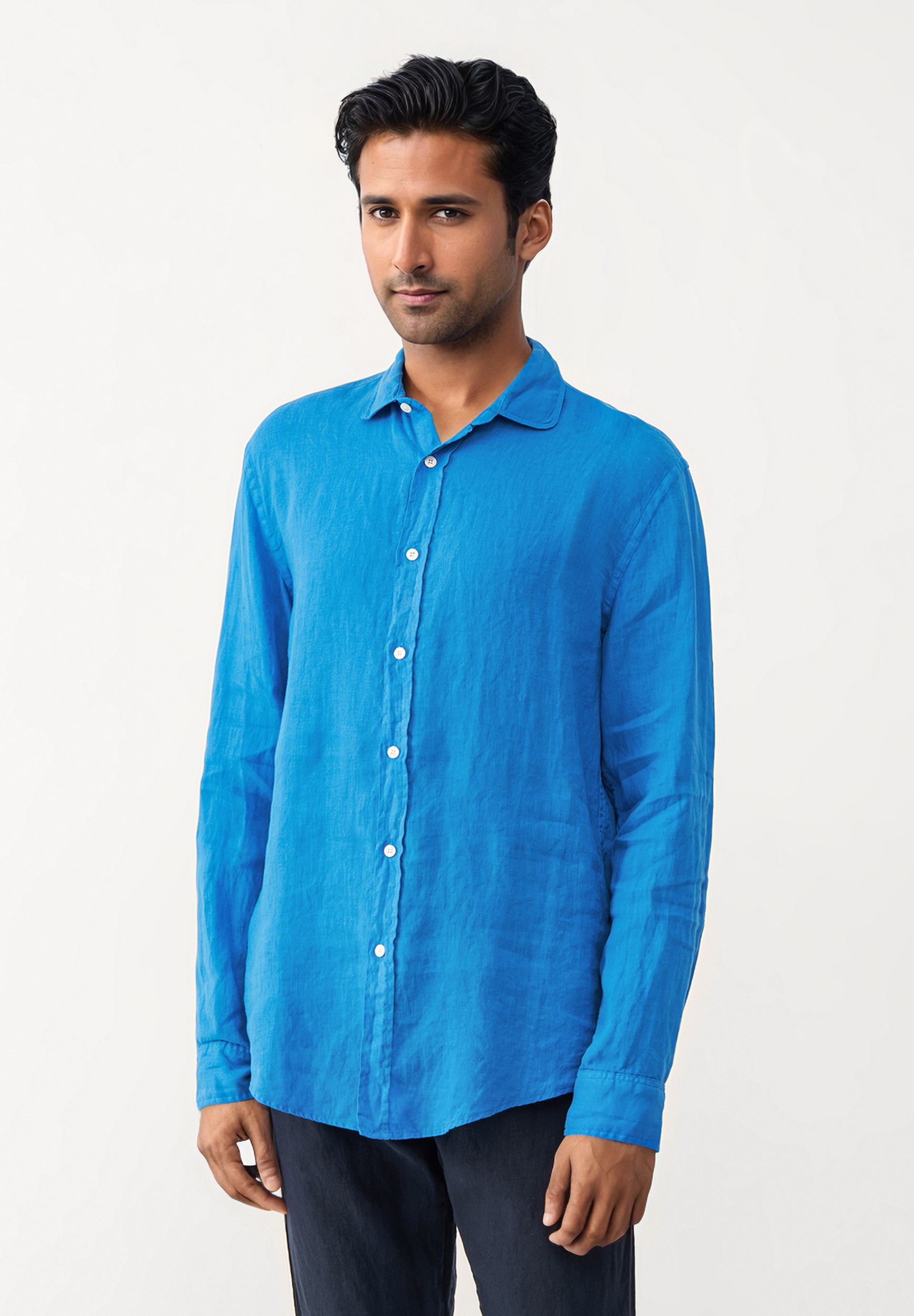 Chemise Kamil - french blue - lin - Givn 01