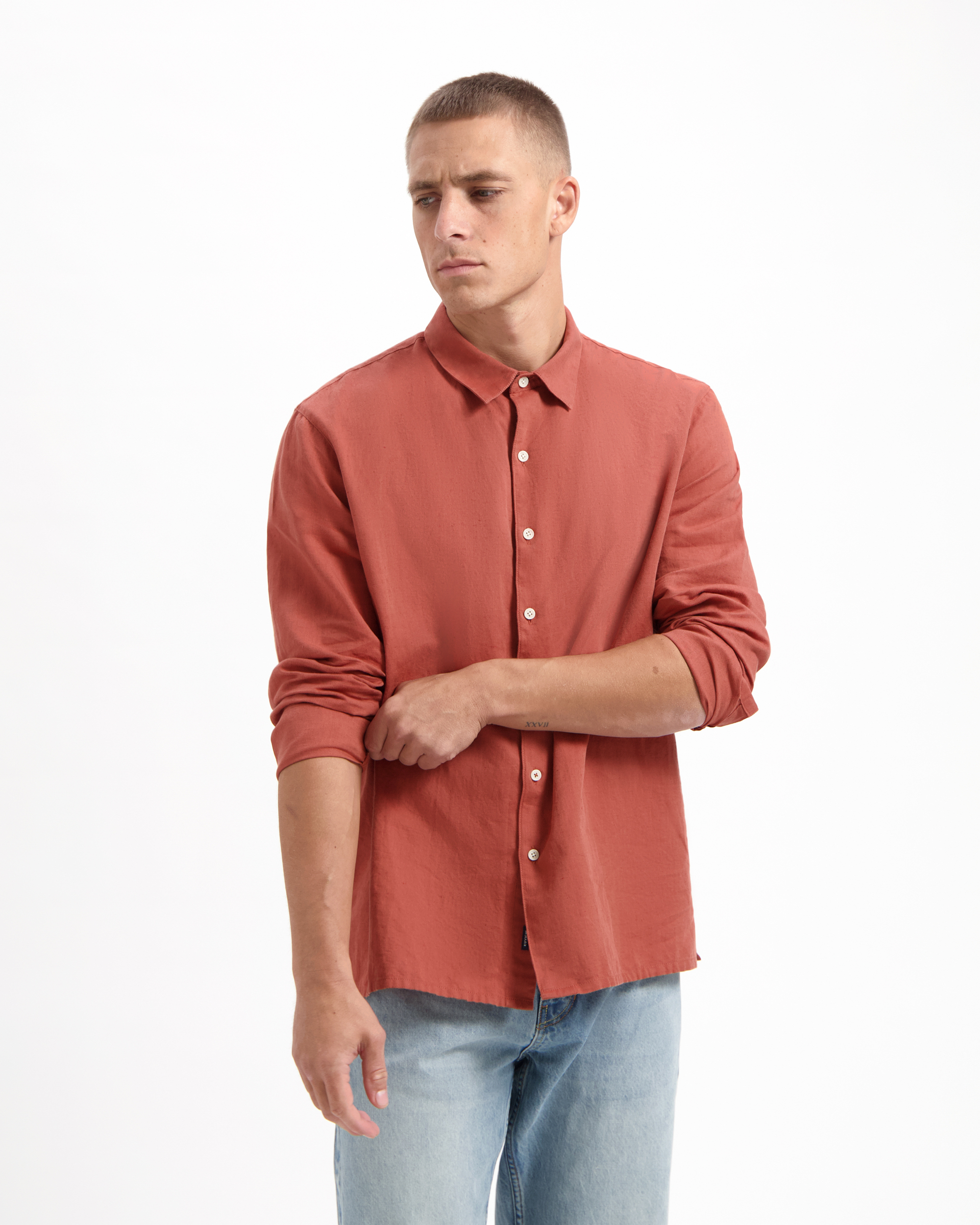 Chemise-Milan-Terracotta-coton-biologique-lin-Kuyichi01