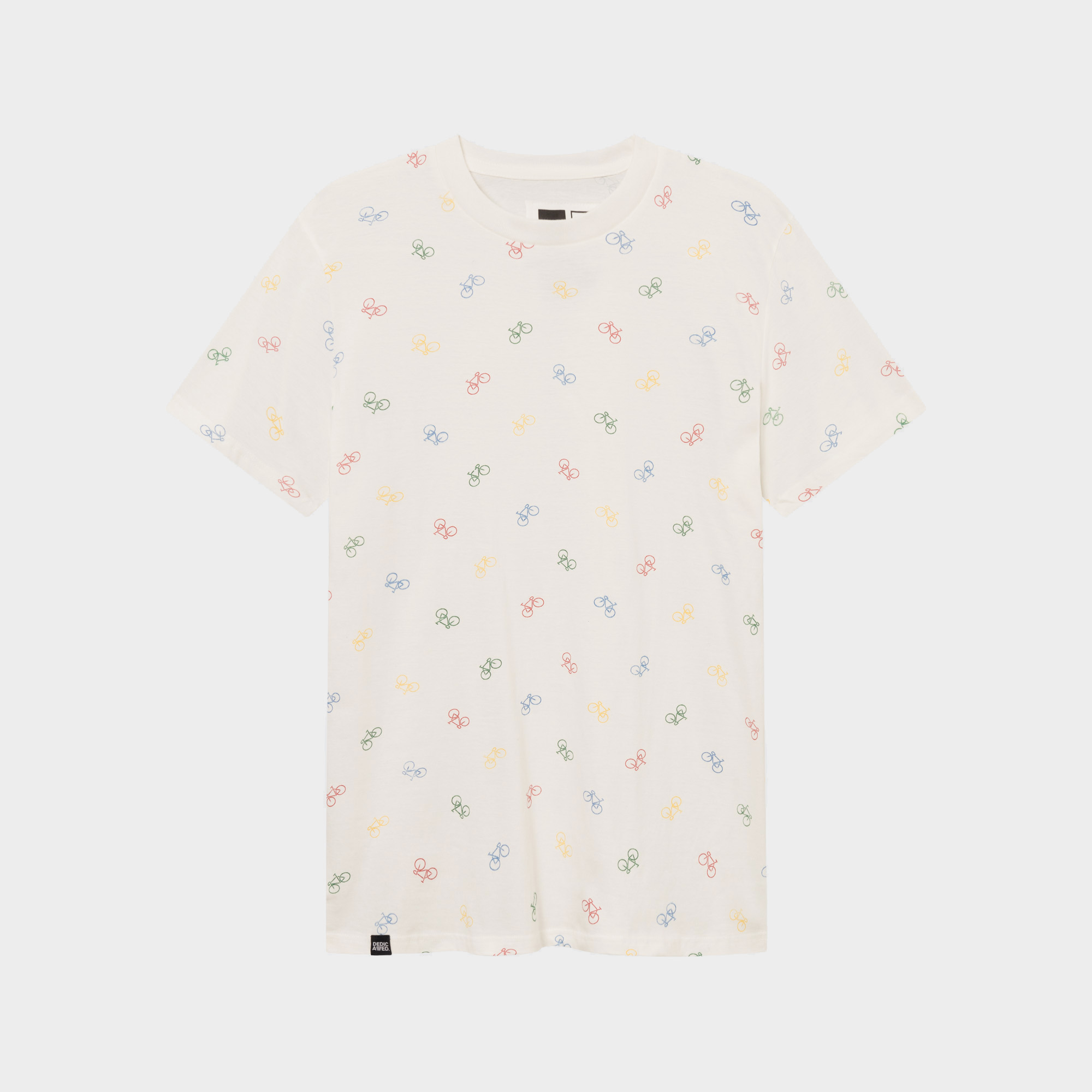T-shirt Stockholm Bike Pattern Off-white - coton biologique - Dedicated 01