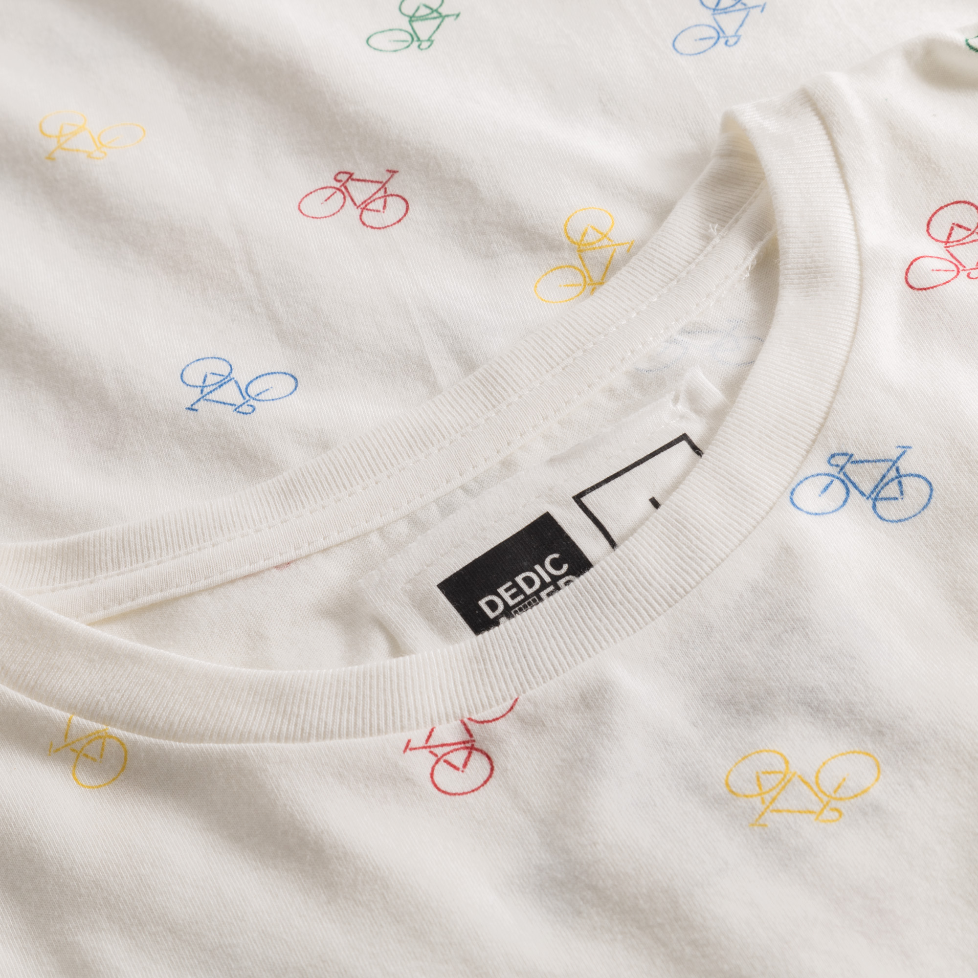 T-shirt Stockholm Bike Pattern Off-white - coton biologique - Dedicated 03