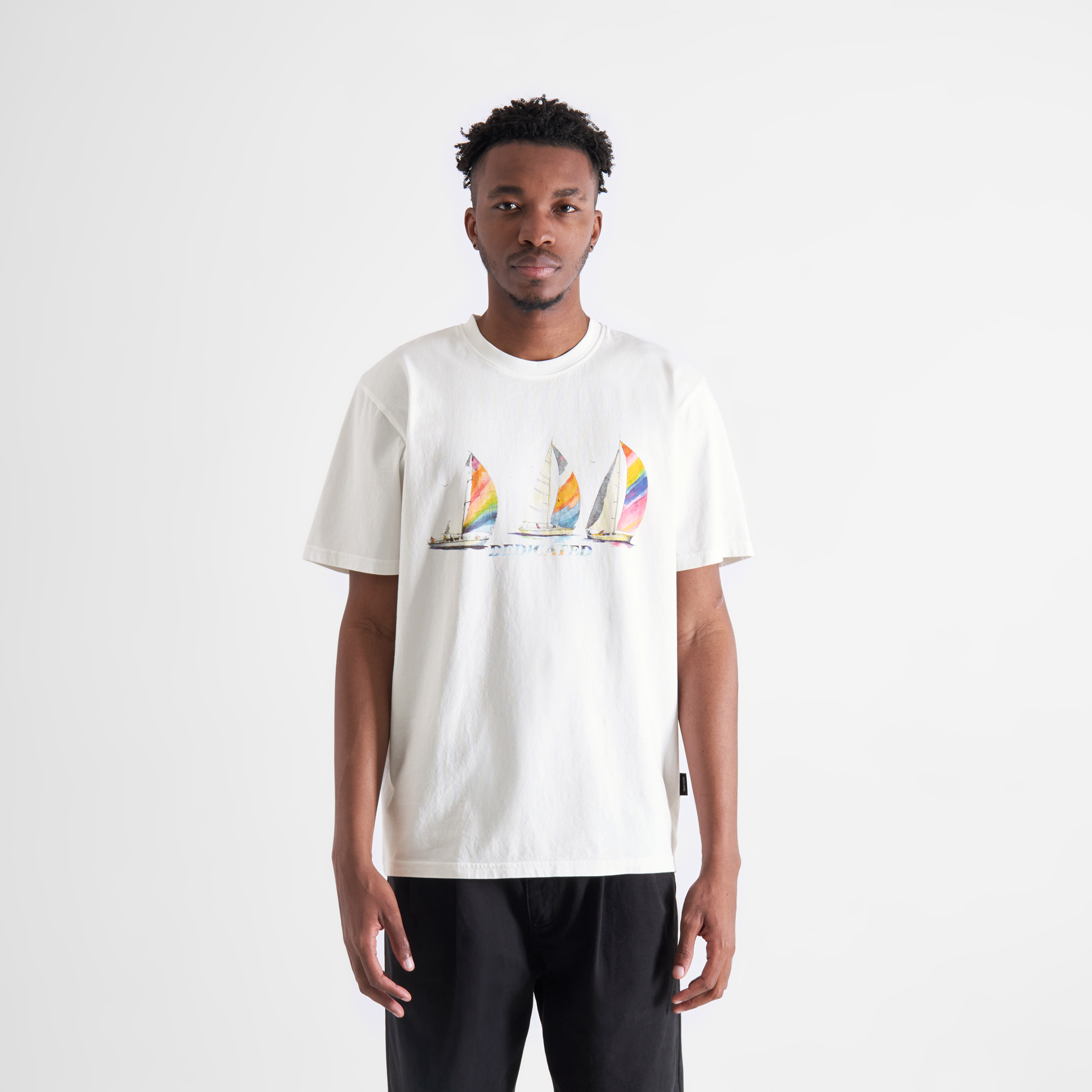 T-shirt Stockholm Sailing Boats White - coton biologique - Dedicated 01