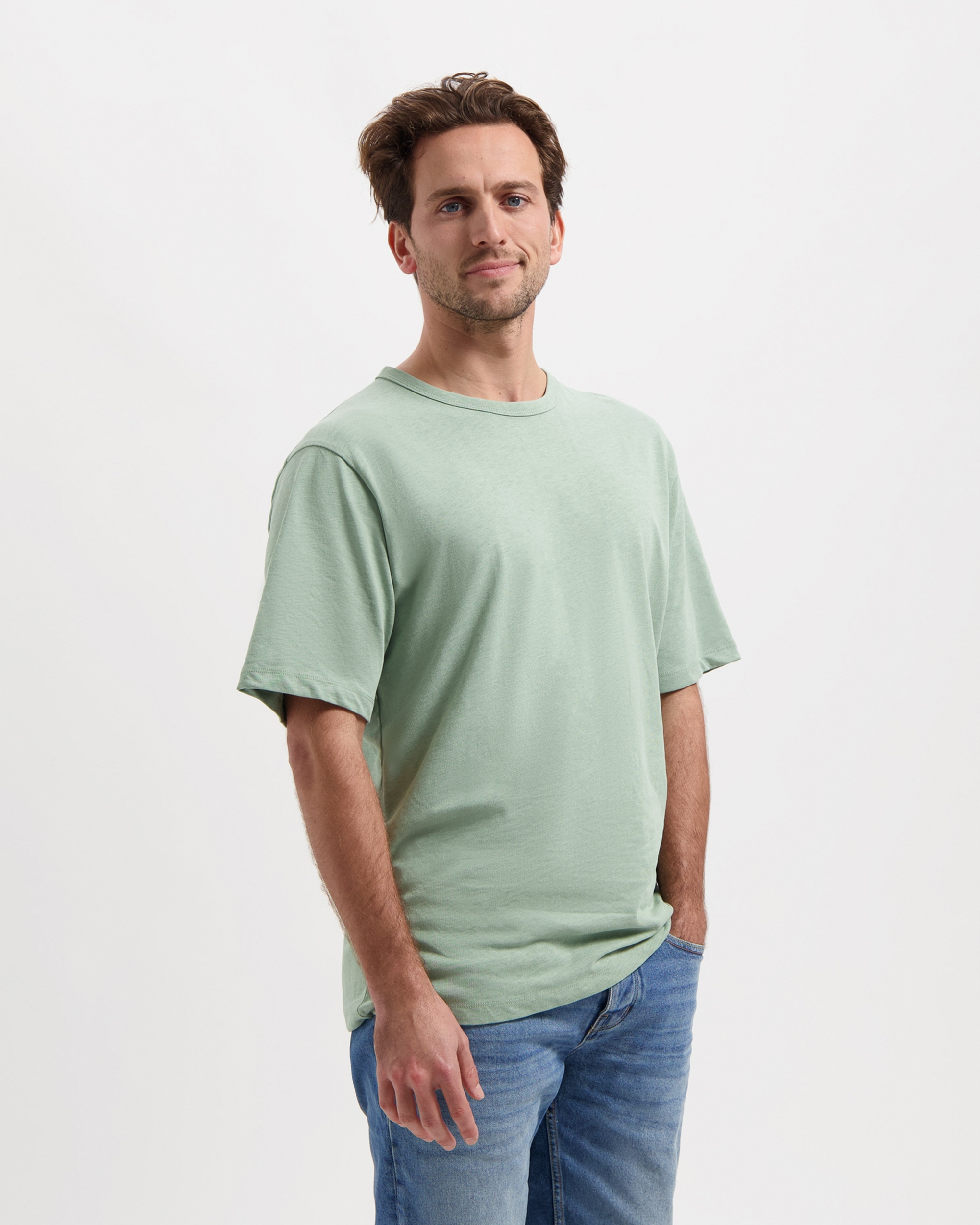 T-shirt Liam - soft petrol - coton biologique et lin - Kuyichi 01