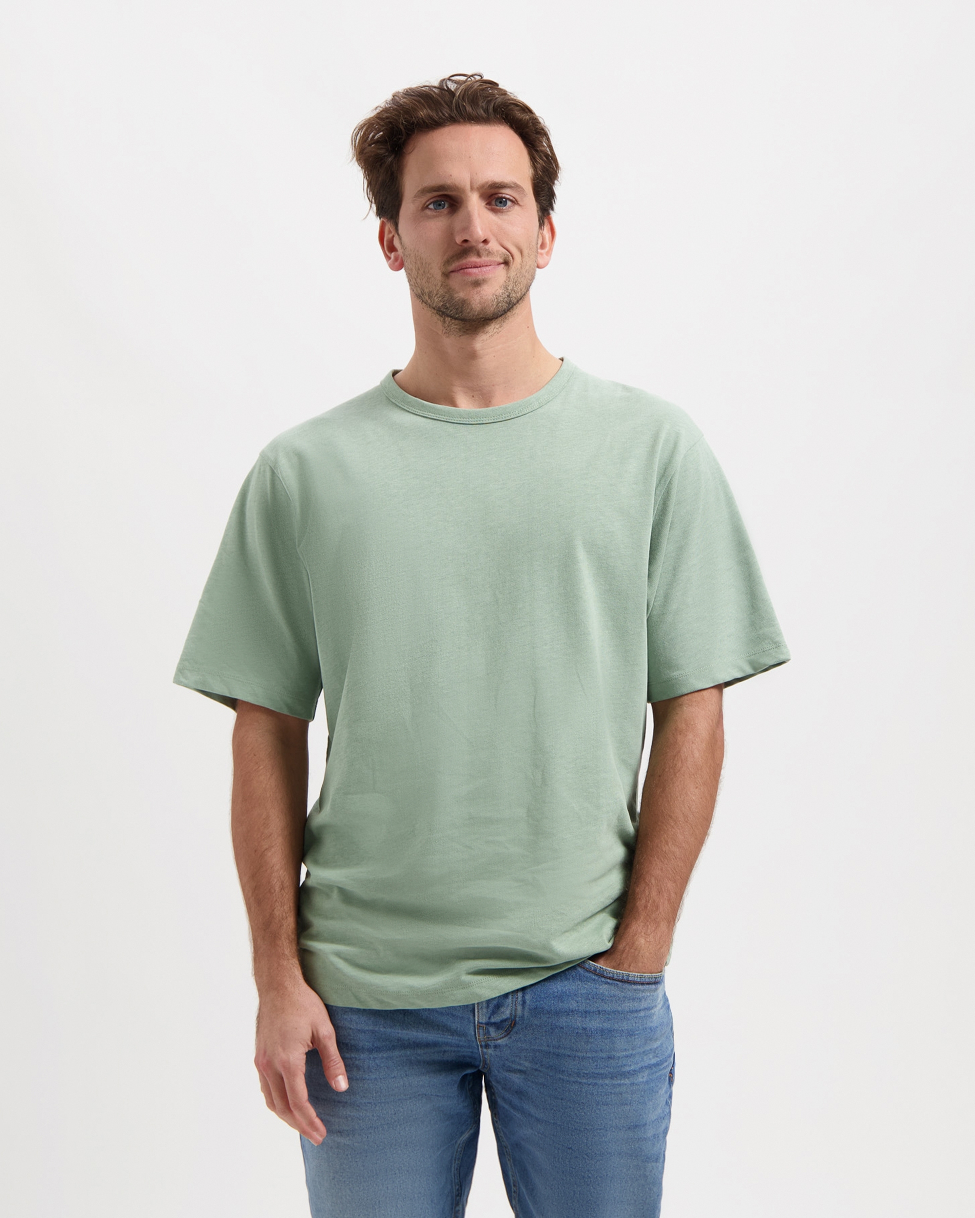 T-shirt Liam - soft petrol - coton biologique et lin - Kuyichi  02