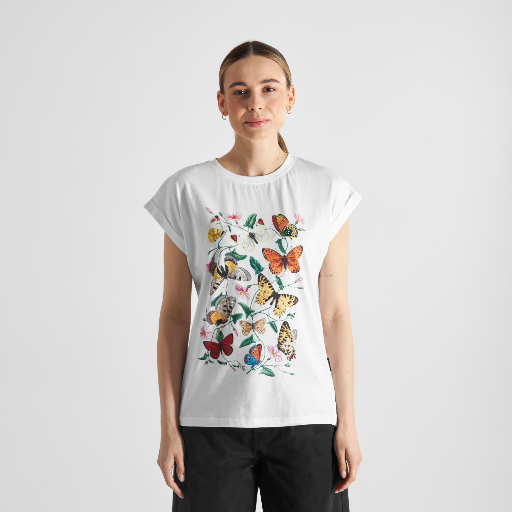 T-shirt Visby Butterfly Field White - coton biologique - Dedicated 01