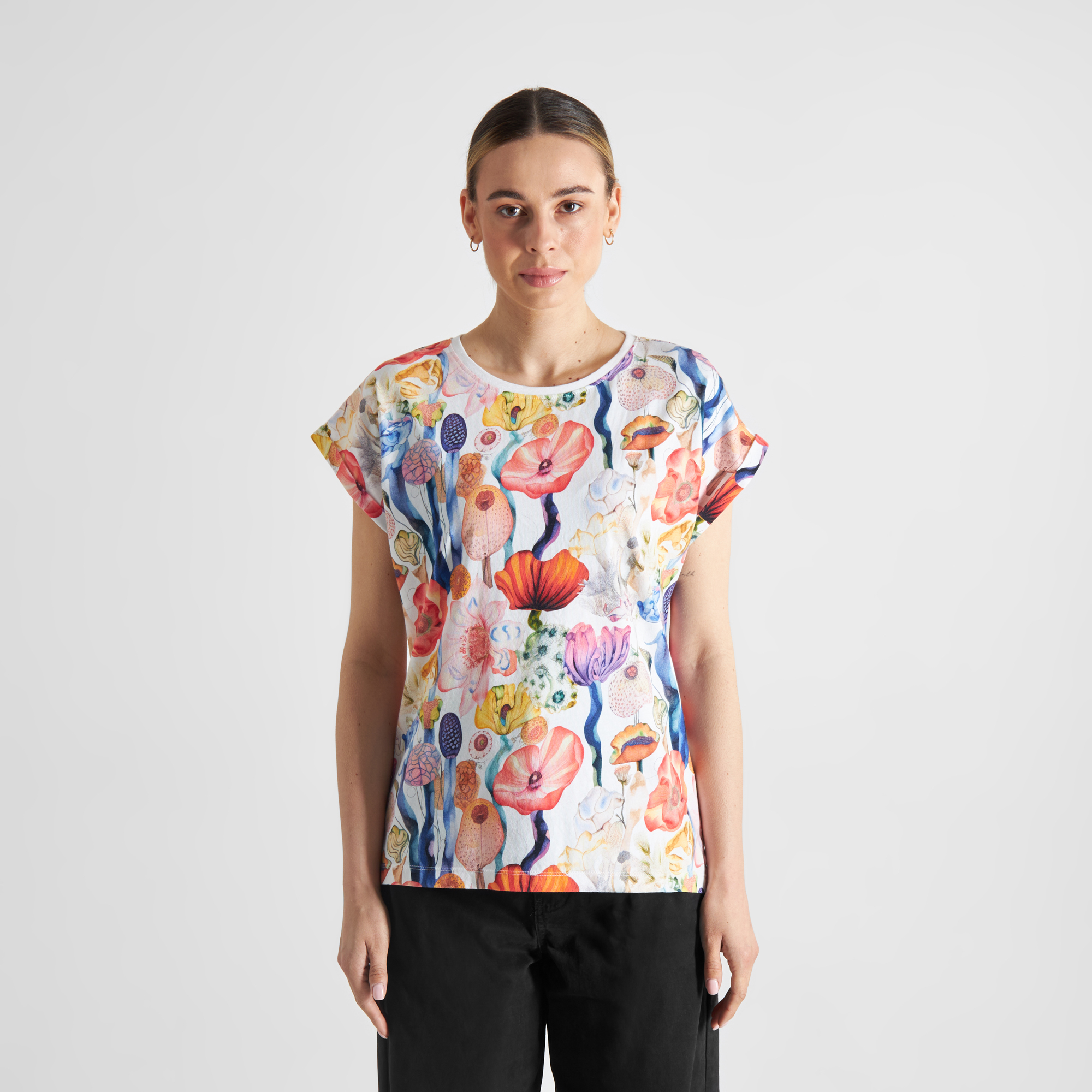 T-shirt Visby Fantasy Flowers Multi Color - coton biologique - Dedicated 01