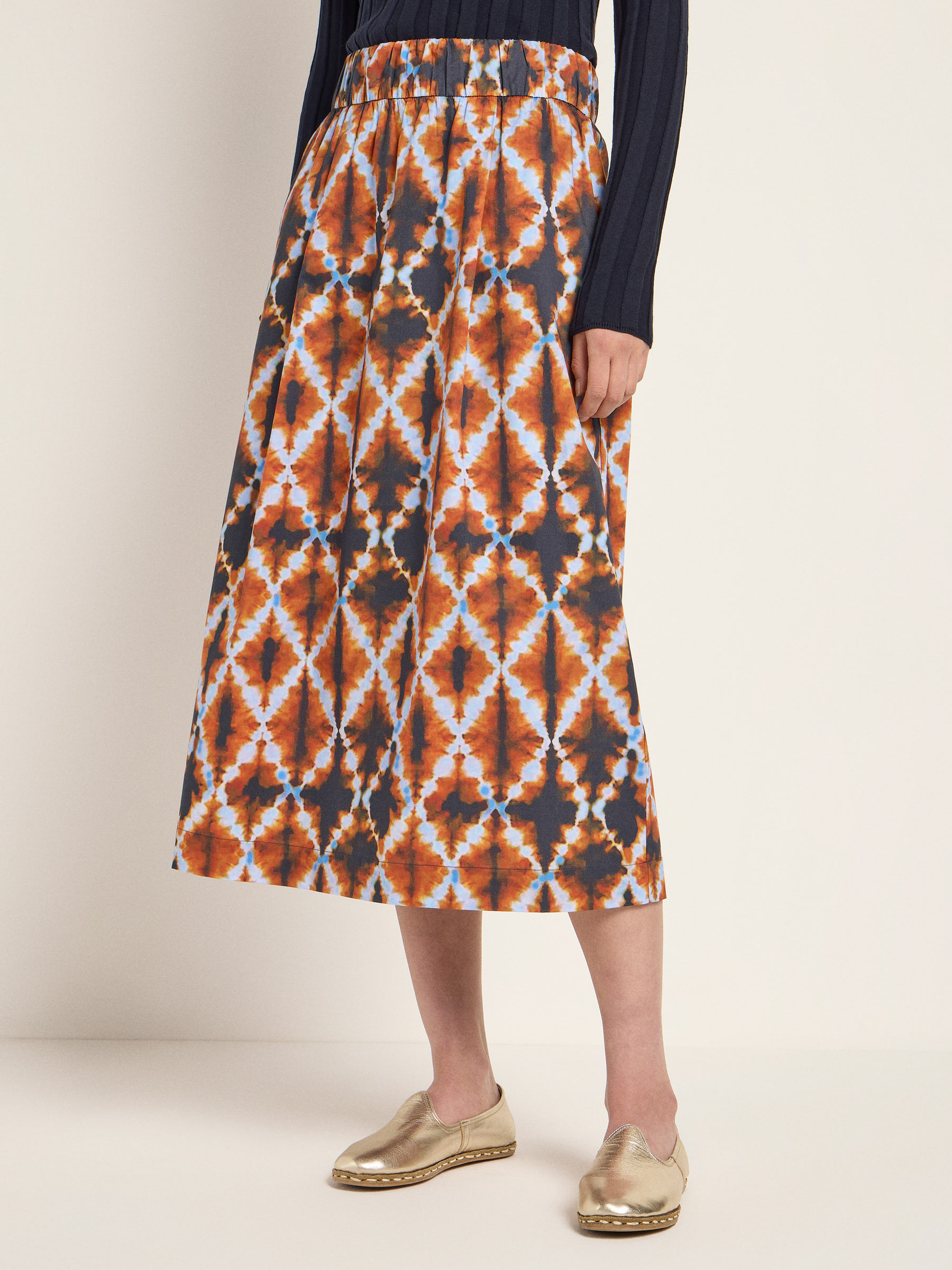 Jupe-Zettie-print-batik-almond-coton-biologique-Lanius01